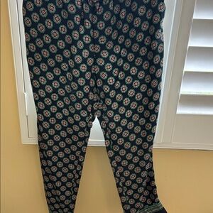 J. Crew Black and Green Patterned Pants